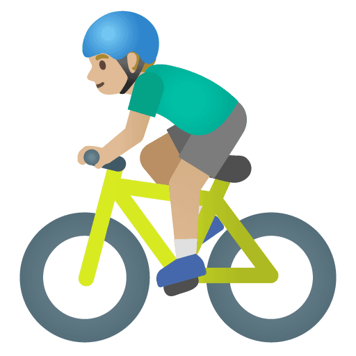 Pria Bersepeda: Kulit Cerah-Sedang