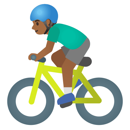 Pria Bersepeda: Kulit Gelap-Sedang