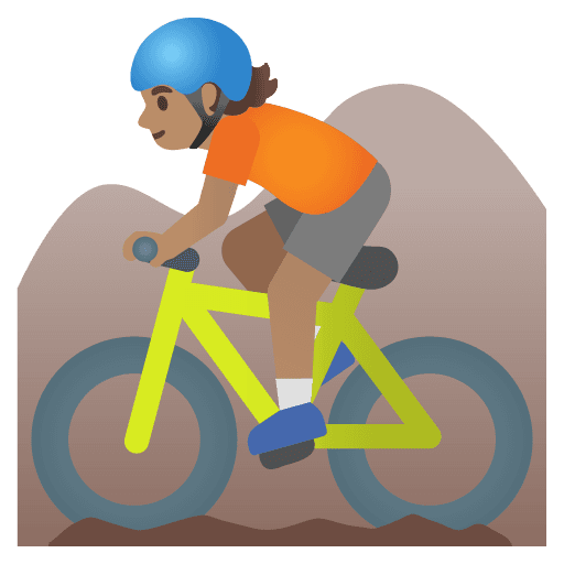 Person Mountain Biking: Medium Skin Tone