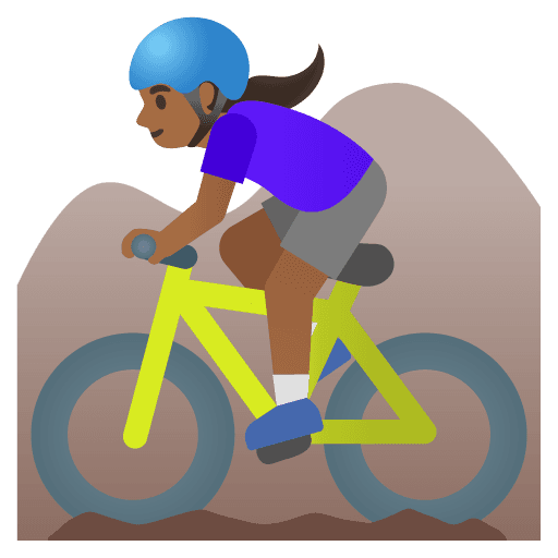 Woman Mountain Biking: Medium-dark Skin Tone