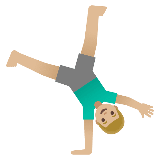 Man Cartwheeling: Medium-light Skin Tone