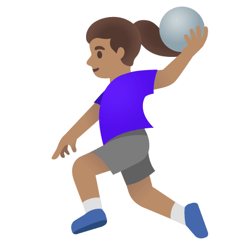 Woman Playing Handball: Medium Skin Tone