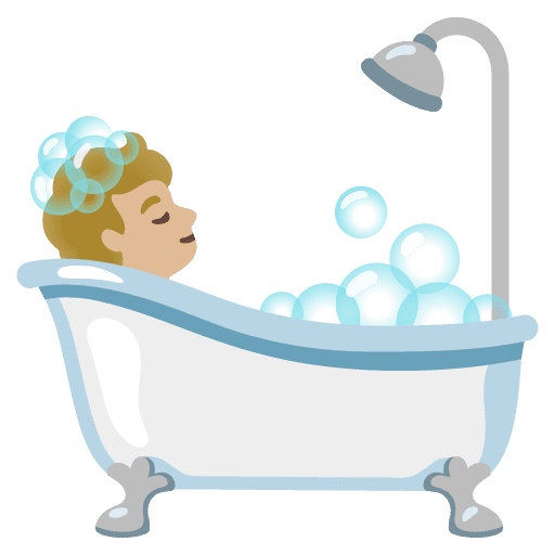 Person Taking Bath: Medium-light Skin Tone