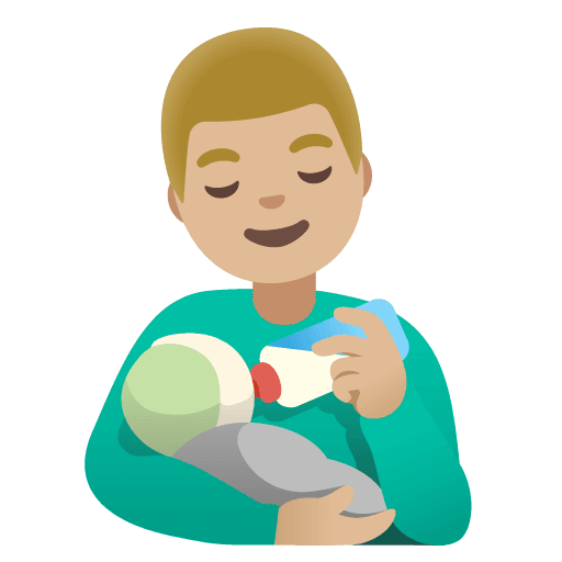 Man Feeding Baby: Medium-light Skin Tone