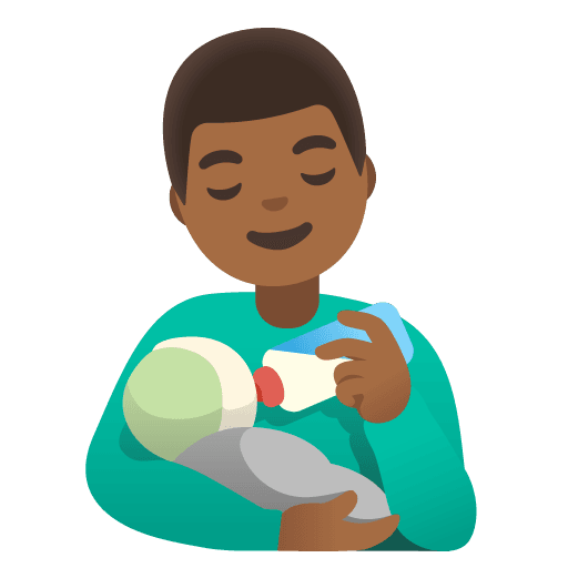 Man Feeding Baby: Medium-dark Skin Tone