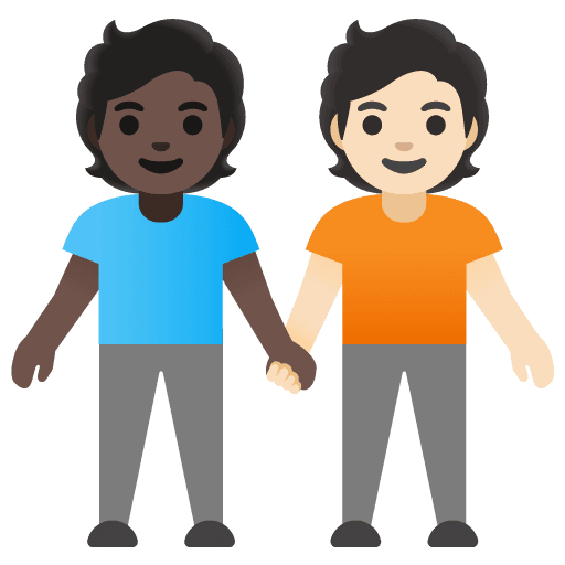 People Holding Hands: Dark Skin Tone, Light Skin Tone