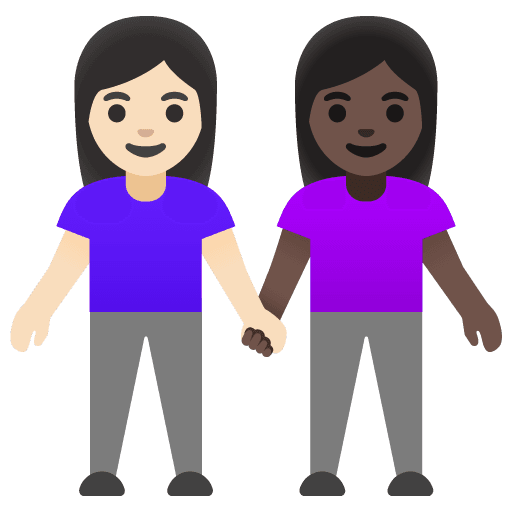 Women Holding Hands: Light Skin Tone, Dark Skin Tone