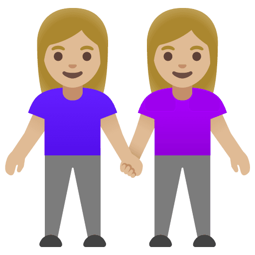 Women Holding Hands: Medium-light Skin Tone