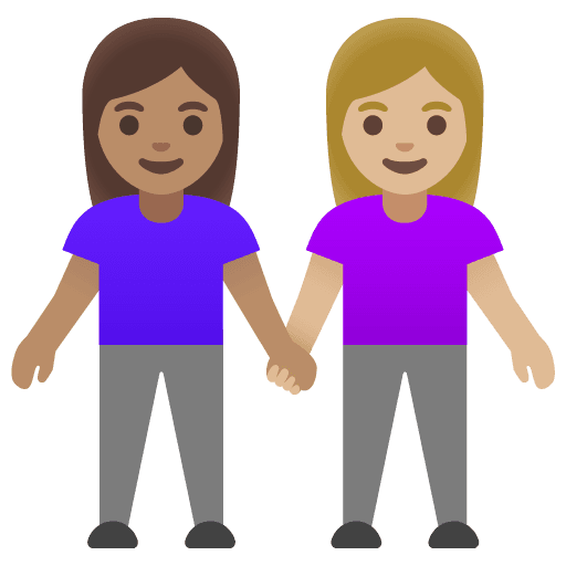 Women Holding Hands: Medium Skin Tone, Medium-light Skin Tone