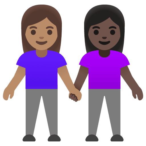 Women Holding Hands: Medium Skin Tone, Dark Skin Tone