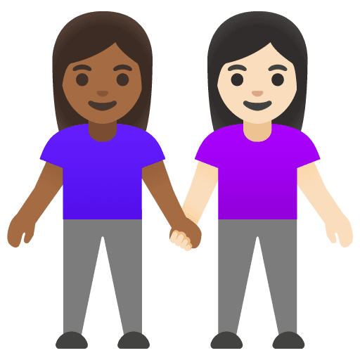 Women Holding Hands: Medium-dark Skin Tone, Light Skin Tone