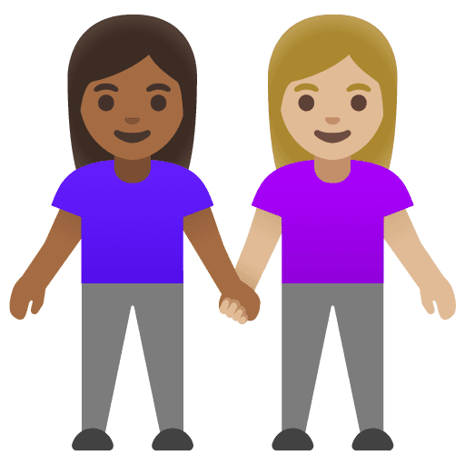 Women Holding Hands: Medium-dark Skin Tone, Medium-light Skin Tone