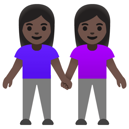 Women Holding Hands: Dark Skin Tone