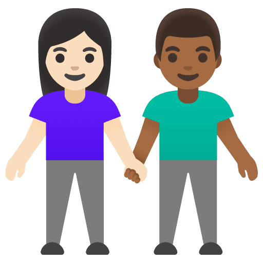 Woman and Man Holding Hands: Light Skin Tone, Medium-dark Skin Tone