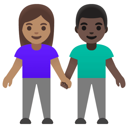 Woman and Man Holding Hands: Medium Skin Tone, Dark Skin Tone