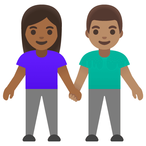 Woman and Man Holding Hands: Medium-dark Skin Tone, Medium Skin Tone