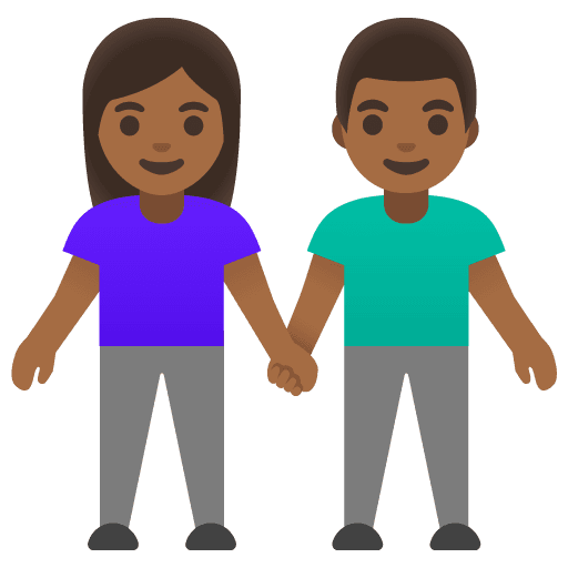 Woman and Man Holding Hands: Medium-dark Skin Tone