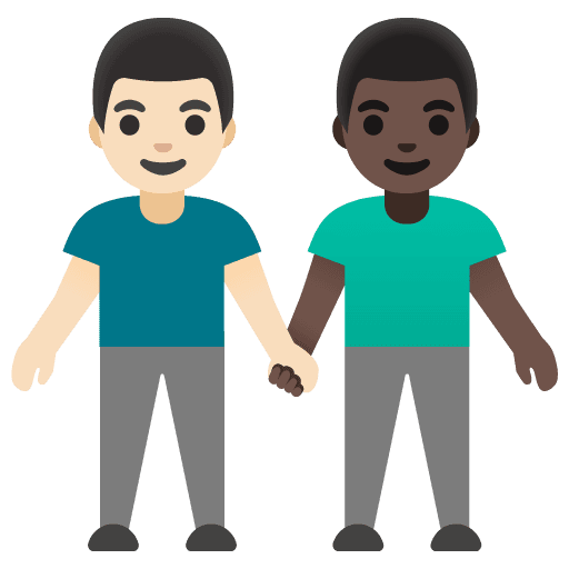 Men Holding Hands: Light Skin Tone, Dark Skin Tone