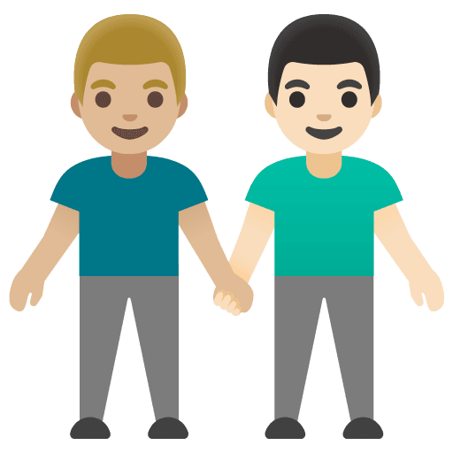 Men Holding Hands: Medium-light Skin Tone, Light Skin Tone