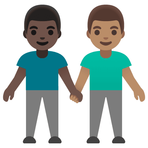 Men Holding Hands: Dark Skin Tone, Medium Skin Tone