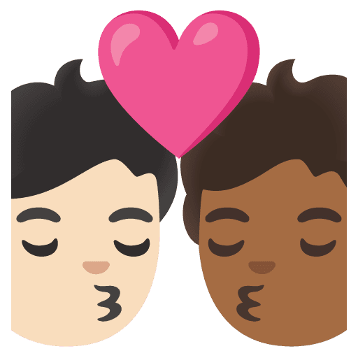 Kiss: Person, Person, Light Skin Tone, Medium-dark Skin Tone