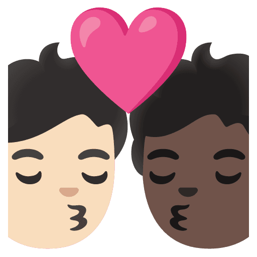 Kiss: Person, Person, Light Skin Tone, Dark Skin Tone