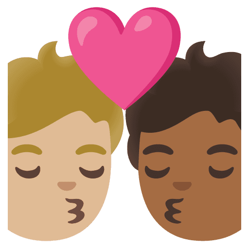 Kiss: Person, Person, Medium-light Skin Tone, Medium-dark Skin Tone