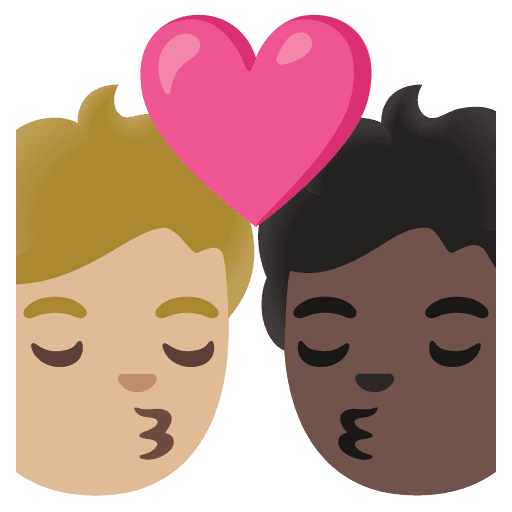 Kiss: Person, Person, Medium-light Skin Tone, Dark Skin Tone