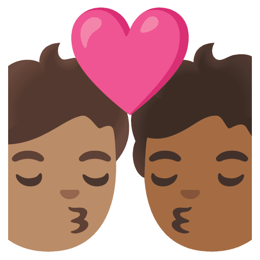 Kiss: Person, Person, Medium Skin Tone, Medium-dark Skin Tone