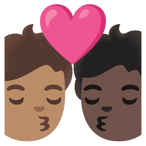 Kiss: Person, Person, Medium Skin Tone, Dark Skin Tone