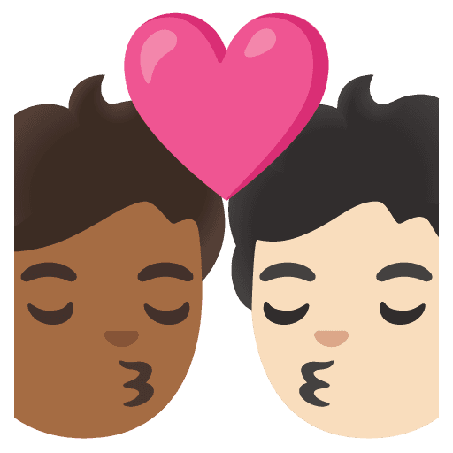 Kiss: Person, Person, Medium-dark Skin Tone, Light Skin Tone