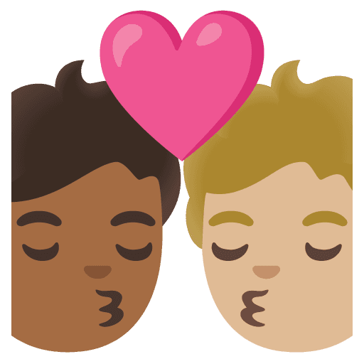 Kiss: Person, Person, Medium-dark Skin Tone, Medium-light Skin Tone