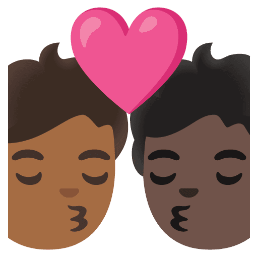 Kiss: Person, Person, Medium-dark Skin Tone, Dark Skin Tone