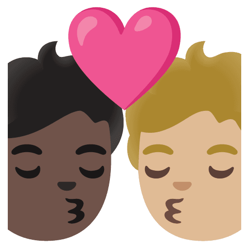 Kiss: Person, Person, Dark Skin Tone, Medium-light Skin Tone