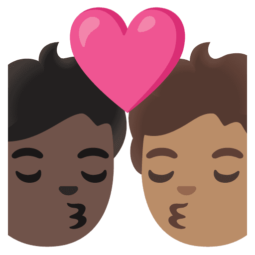 Kiss: Person, Person, Dark Skin Tone, Medium Skin Tone