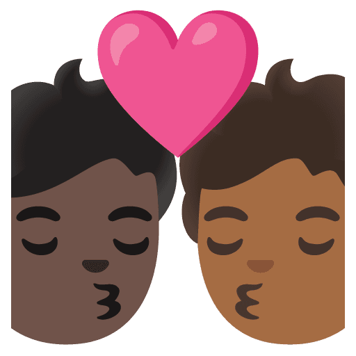 Kiss: Person, Person, Dark Skin Tone, Medium-dark Skin Tone