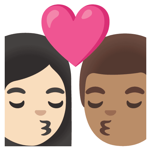 Kiss: Woman, Man, Light Skin Tone, Medium Skin Tone