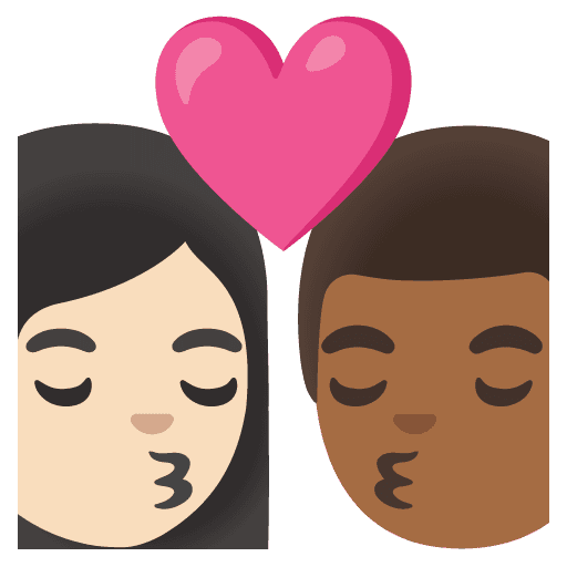 Kiss: Woman, Man, Light Skin Tone, Medium-dark Skin Tone