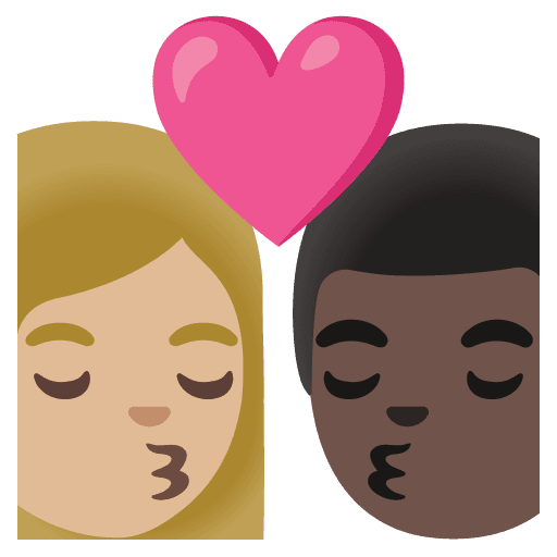 Kiss: Woman, Man, Medium-light Skin Tone, Dark Skin Tone