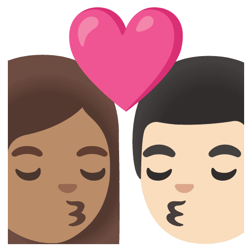 Kiss: Woman, Man, Medium Skin Tone, Light Skin Tone