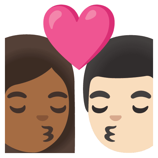 Kiss: Woman, Man, Medium-dark Skin Tone, Light Skin Tone