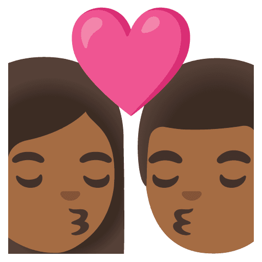 Kiss: Woman, Man, Medium-dark Skin Tone