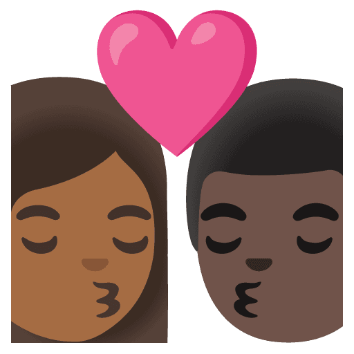 Kiss: Woman, Man, Medium-dark Skin Tone, Dark Skin Tone