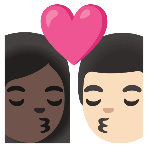 Kiss: Woman, Man, Dark Skin Tone, Light Skin Tone