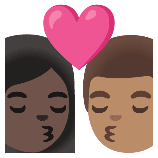 Kiss: Woman, Man, Dark Skin Tone, Medium Skin Tone