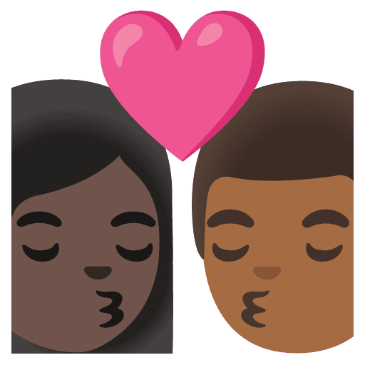 Kiss: Woman, Man, Dark Skin Tone, Medium-dark Skin Tone