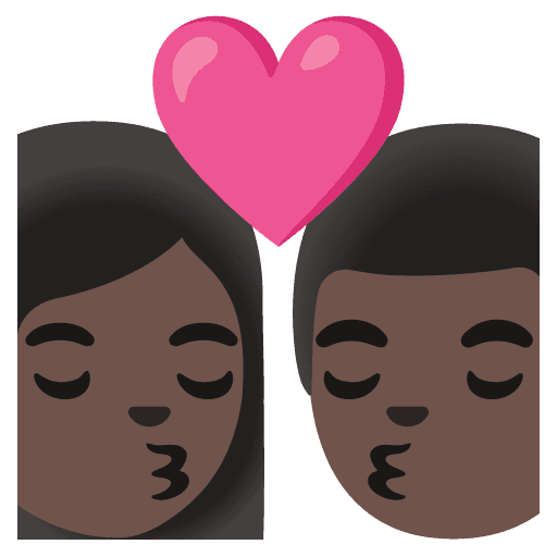 Kiss: Woman, Man, Dark Skin Tone