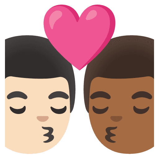 Kiss: Man, Man, Light Skin Tone, Medium-dark Skin Tone