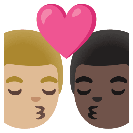 Kiss: Man, Man, Medium-light Skin Tone, Dark Skin Tone