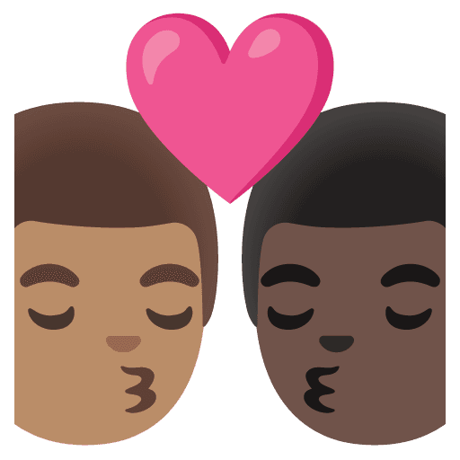 Kiss: Man, Man, Medium Skin Tone, Dark Skin Tone